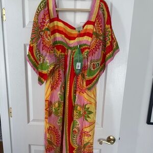 Farm Rio Beach Toucans Scarf Midi Dress NWT